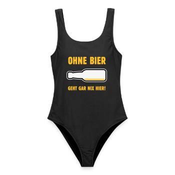 Ohne Bier Geht Gar Nix Hier! (Bierchen / NEG 3C) - Frauen Badeanzug - Schwarz - Vorne - AI Model Female 172 light (172cm)