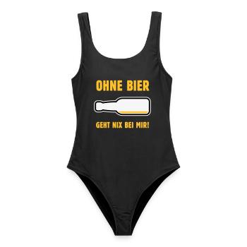 Ohne Bier Geht Nix Bei Mir! (Bierchen / NEG 3C) - Frauen Badeanzug - Schwarz - Vorne - AI Model Female 172 light (172cm)