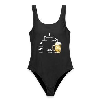 Bier Woche | Evolution | Bierglas | Saufen - Frauen Badeanzug - Schwarz - Vorne - AI Model Female 172 light (172cm)