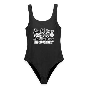 Lustiger Chaoten Spruch Geschenk herbst outfit - Frauen Badeanzug - Schwarz - Vorne - AI Model Female 172 light (172cm)
