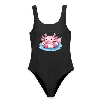 Süßer Axolotl im Schwimmring - Frauen Badeanzug - Schwarz - Vorne - AI Model Female 172 light (172cm)