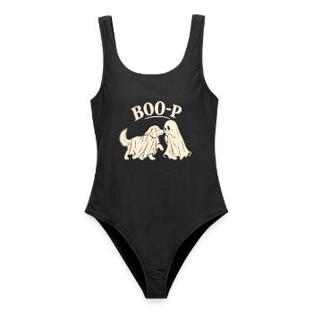 Boo-P Dog Ghost Halloween Retro Dog Lover Gift - Frauen Badeanzug - Schwarz - Vorne - AI Model Female 172 light (172cm)