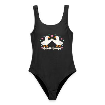 Kawaii Sparkle Geese Lustige Gänsehaut - Frauen Badeanzug - Schwarz - Vorne - AI Model Female 172 light (172cm)