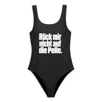 Rück mir nicht auf die Pelle - Frauen Badeanzug - Schwarz - Vorne - AI Model Female 172 light (172cm)