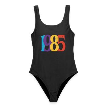 Geboren 1985 Geburtstagsgeschenk Geburtstag 85 - Frauen Badeanzug - Schwarz - Vorne - AI Model Female 172 light (172cm)