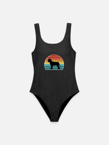 Lagotto Romagnolo Hund Silhouette Vintage Sonnenuntergang fo - Frauen Badeanzug - Schwarz