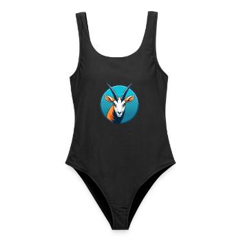 Oryx Niedliche Kawaii Cartoon Clipart Tier Haustier Logo - Frauen Badeanzug - Schwarz - Vorne - AI Model Female 172 light (172cm)