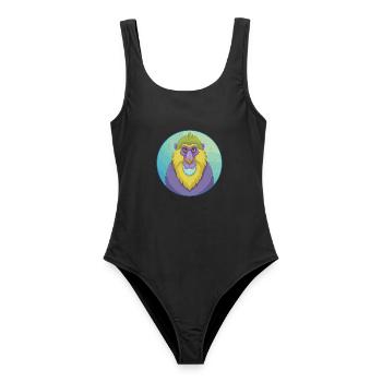 Mandrill mignon Kawaii dessin animé Clipart Animal de compagnie - Maillot de bain femme - noir - Devant - AI Model Female 172 light (172cm)