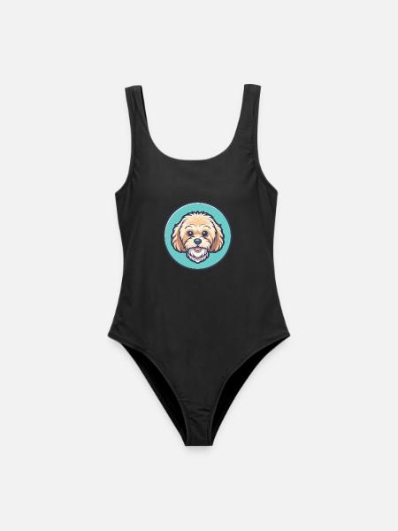 Maltipoo Hunderasse Bunte Karikatur Kawaii Clipart - Frauen Badeanzug - Schwarz