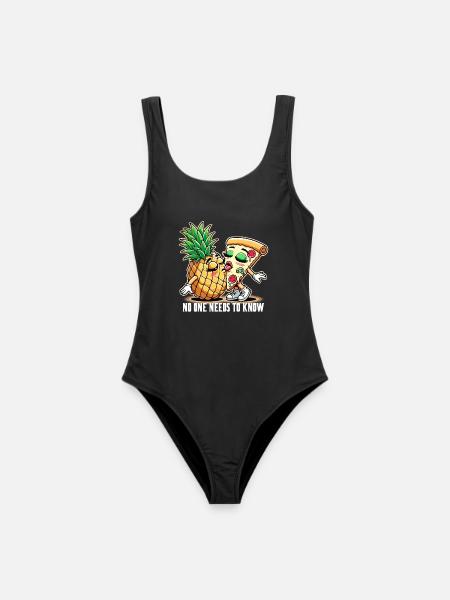Pizza Hawaii Zungenkuss Liebe witzig Geschenk - Frauen Badeanzug - Schwarz