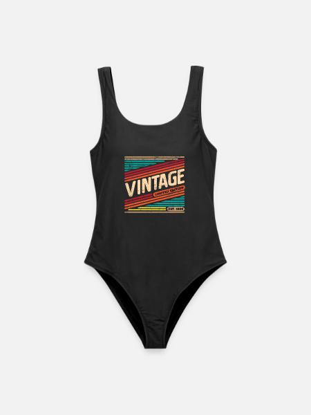 Vintage 1986 - Frauen Badeanzug - Schwarz
