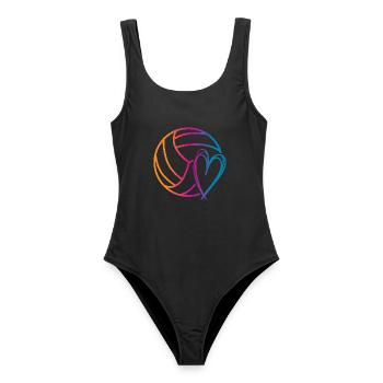 Ballon de volley-ball - Maillot de bain femme - noir - Devant - AI Model Female 172 light (172cm)
