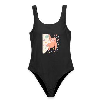 Paresseux de bloc pour femmes et passionnés d’escalade - Maillot de bain femme - noir - Devant - AI Model Female 172 light (172cm)