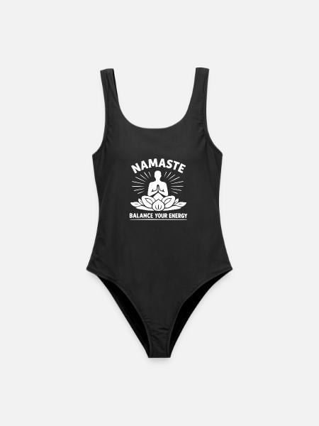Namaste Balance Your Energy Yoga Meditation - Frauen Badeanzug - Schwarz