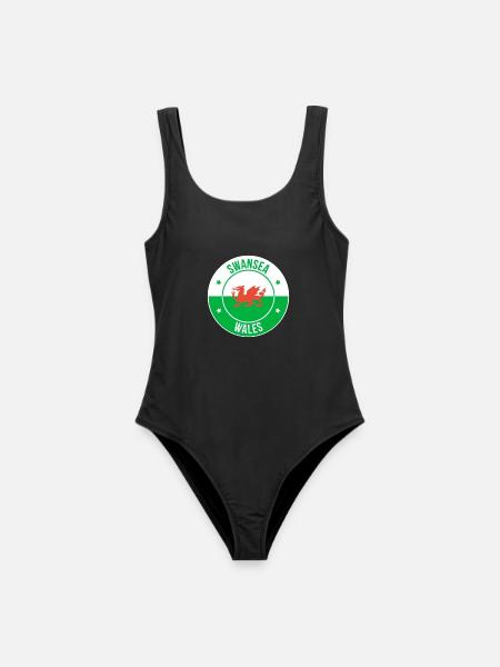 Swansea Wales Dragon Emblem - Frauen Badeanzug - Schwarz