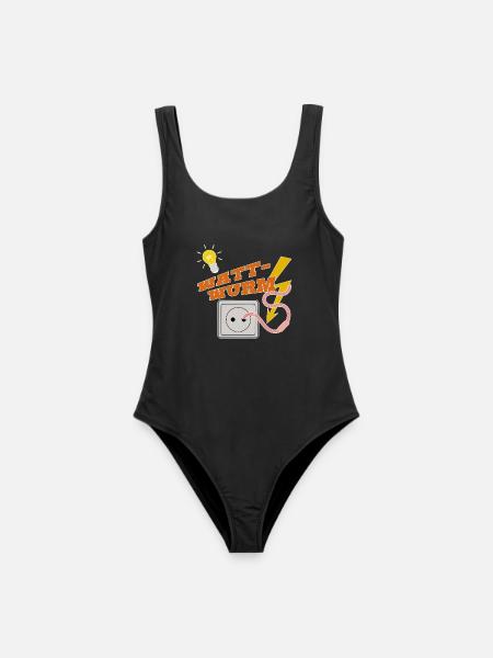 Wattwurm Wortwitz Humor witzige Geschenke Vater - Frauen Badeanzug - Schwarz