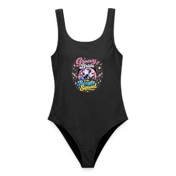 Groovy Bride & Boogie Squad JGA Diskokugel - Frauen Badeanzug - Schwarz - Vorne - AI Model Female 172 light (172cm)