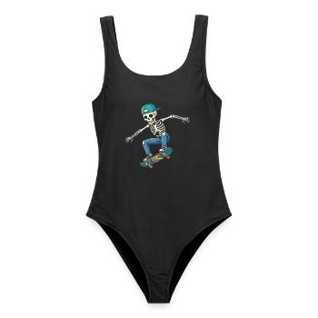 Skateboard Skater Retro Vintage Skaten Geschenk - Frauen Badeanzug - Schwarz - Vorne - AI Model Female 172 light (172cm)