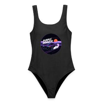 Neon Violet Sunset Retro Automotive Streetwear - Frauen Badeanzug - Schwarz - Vorne - AI Model Female 172 light (172cm)