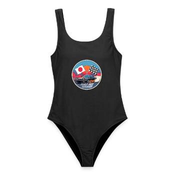 Klassische Rennsportkultur Retro-Automobil-Streetwear - Frauen Badeanzug - Schwarz - Vorne - AI Model Female 172 light (172cm)