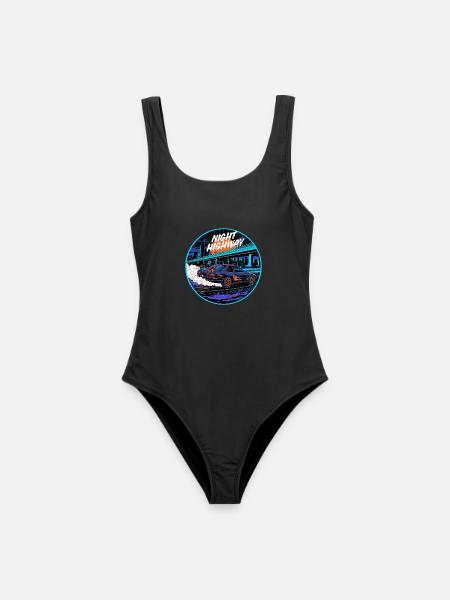 Night Highway Neon Cyber Streetwear - Frauen Badeanzug - Schwarz