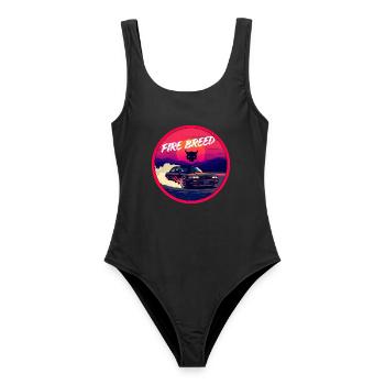 Fire Breed Retro Cyber Wolf JDM Streetwear - Frauen Badeanzug - Schwarz - Vorne - AI Model Female 172 light (172cm)
