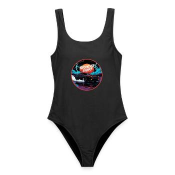 Thunder Drift Retro Performance - Frauen Badeanzug - Schwarz - Vorne - AI Model Female 172 light (172cm)