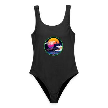 Midnight Ronin Retro übertrifft JDM Streetwear - Frauen Badeanzug - Schwarz - Vorne - AI Model Female 172 light (172cm)