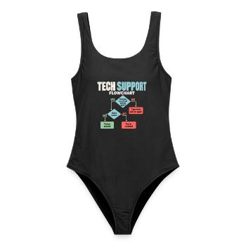 IT Support Flowchart Helpdesk Humor - Frauen Badeanzug - Schwarz - Vorne - AI Model Female 172 light (172cm)