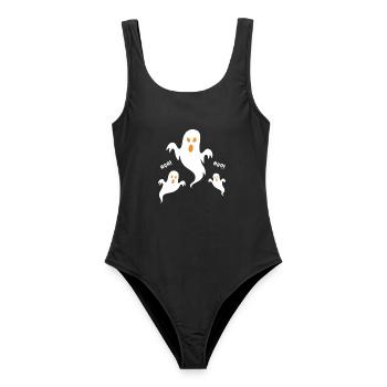 Buh! Neon-Geister-Trio Halloween - Frauen Badeanzug - Schwarz - Vorne - AI Model Female 172 light (172cm)