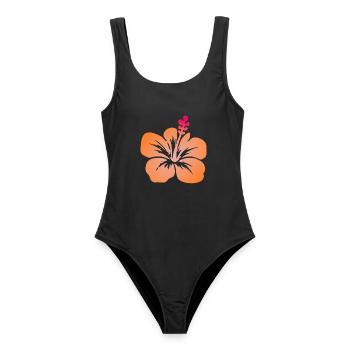 Tropische Blumen - Frauen Badeanzug - Schwarz - Vorne - AI Model Female 172 light (172cm)