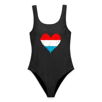 Luxemburg Herzflagge Grunge - Frauen Badeanzug - Schwarz - Vorne - AI Model Female 172 light (172cm)