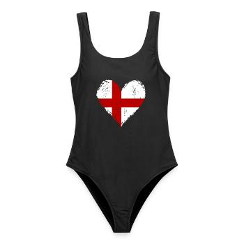 England Herzflagge Grunge - Frauen Badeanzug - Schwarz - Vorne - AI Model Female 172 light (172cm)
