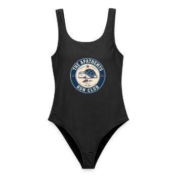 The Apathems Run Club Logo - Frauen Badeanzug - Schwarz - Vorne - AI Model Female 172 light (172cm)