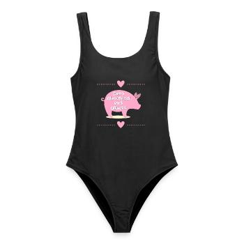 Abschied Kollegen, Glück Ferkel - Frauen Badeanzug - Schwarz - Vorne - AI Model Female 172 light (172cm)