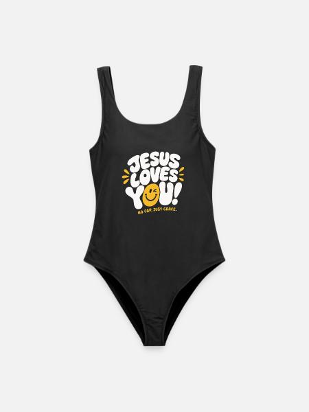 Jesus Loves You Grace Design - Frauen Badeanzug - Schwarz