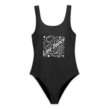 Line Dance Cowboy Flair - Frauen Badeanzug - Schwarz - Vorne - AI Model Female 172 light (172cm)