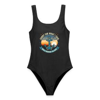 Funny Boat Docking Humor: Vintage Anchor Apology T - Frauen Badeanzug - Schwarz - Vorne - AI Model Female 172 light (172cm)