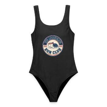 Apathhetic Turtle Run Club - Frauen Badeanzug - Schwarz - Vorne - AI Model Female 172 light (172cm)