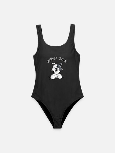 Abenteuerlustiger Border Collie - Frauen Badeanzug - Schwarz