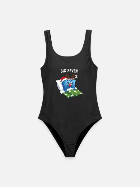67 Six Seven Meme Weihnachten Pyjama - Frauen Badeanzug - Schwarz