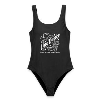 Line Dance Cowboy Flair - Frauen Badeanzug - Schwarz - Vorne - AI Model Female 172 light (172cm)