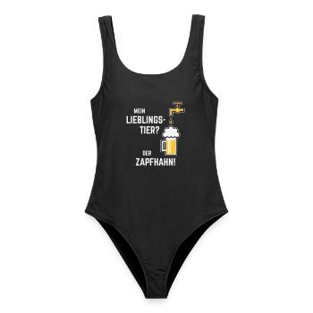 Mein Lieblingstier? Der Zapfhahn! (Bier / 3C) - Frauen Badeanzug - Schwarz - Vorne - AI Model Female 172 light (172cm)