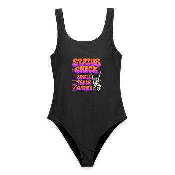 Status Check Gamer Humor für Gaming Fans - Frauen Badeanzug - Schwarz - Vorne - AI Model Female 172 light (172cm)