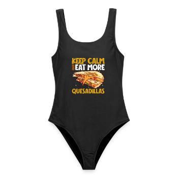 Keep Calm - Quesadilla - Frauen Badeanzug - Schwarz - Vorne - AI Model Female 172 light (172cm)