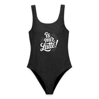 Is mir Latte egal Scheißegal Wurst Sprüche Mann - Frauen Badeanzug - Schwarz - Vorne - AI Model Female 172 light (172cm)