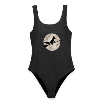 Halloween Fuchs Hexe Vintage Vollmond Motiv - Frauen Badeanzug - Schwarz - Vorne - AI Model Female 172 light (172cm)