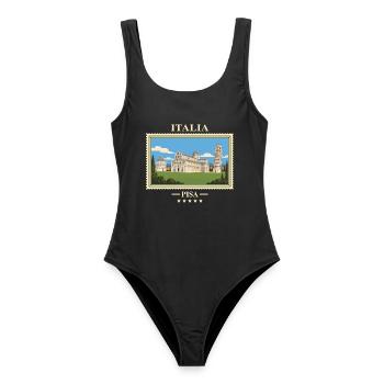 Italien Pisa Vintage Reisemarke - Frauen Badeanzug - Schwarz - Vorne - AI Model Female 172 light (172cm)