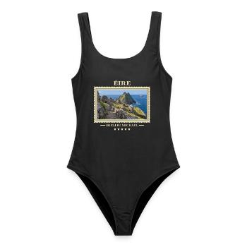 Irland Skellig Michael Vintage Reisemarke - Frauen Badeanzug - Schwarz - Vorne - AI Model Female 172 light (172cm)