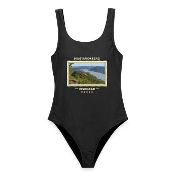 Ungarn Visegrád Vintage Reisemarke - Frauen Badeanzug - Schwarz - Vorne - AI Model Female 172 light (172cm)